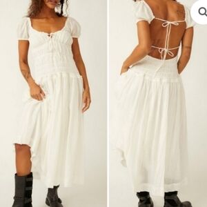 Free People Women Bonita Elegant Boho Hobo Open Back Midi/Maxi Dress Sz M